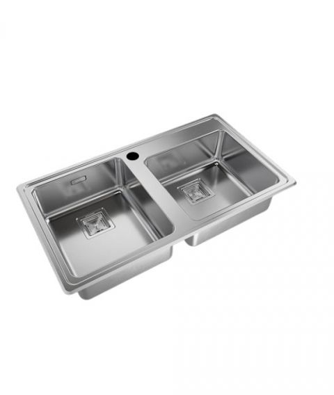 Pileta Doble de cocina modelo Quadra Q085A 85,5x48,2x17,5 Johnson Acero