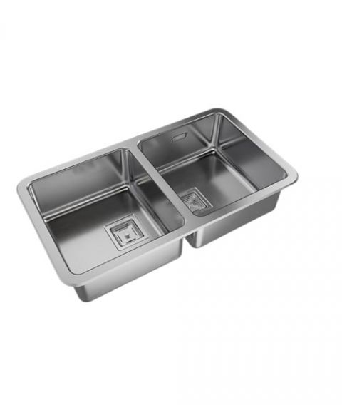 Pileta Doble de cocina modelo Q76A 77,5x43,5x17,5 Johnson Acero