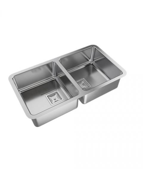 Pileta Doble de cocina modelo Q76 70,8x37x17,5 Johnson Acero