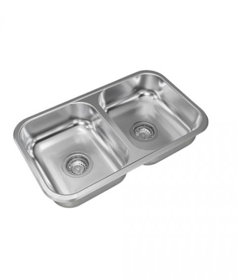 Pileta Doble de cocina modelo C28 59,8x34x15 Johnson Acero