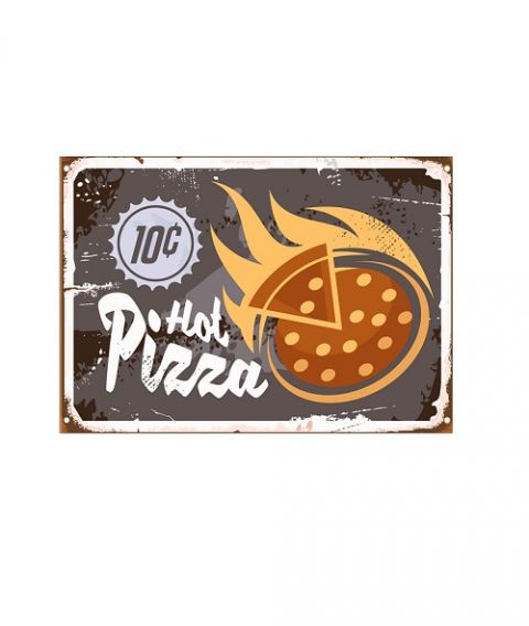 Placa Retro Cocina 34x24 cm Pizza c/u